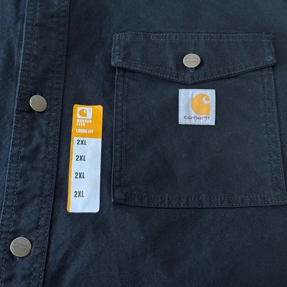 Carhartt Montana Rugged Flex Loose Fit Duck Shirt Jac Black 2XL TW6384-M NWT